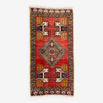 Petit tapis turc vintage 98x48 cm, short runner, tribal, shabby, mini tapis