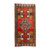 Small vintage turkish rug 98x48 cm, short runner, tribal, shabby, mini carpet