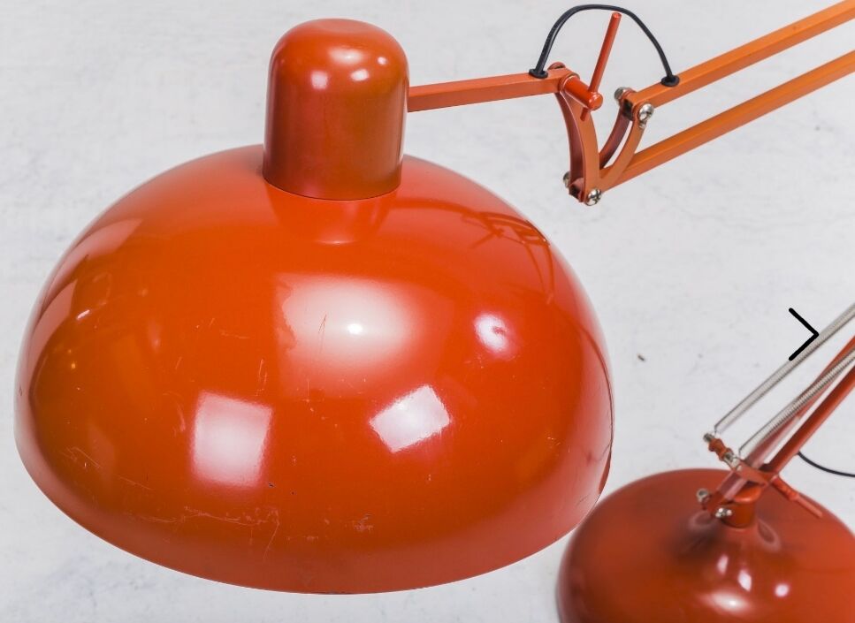 Vintage industrial red metal floor lamp, 1980s