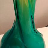 Murano vase with multi colors green, yellow, rare white 1960