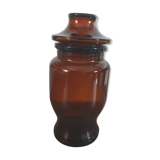 Vintage smoked glass jar with its hermetic lid manufactures in belgian 18cm high