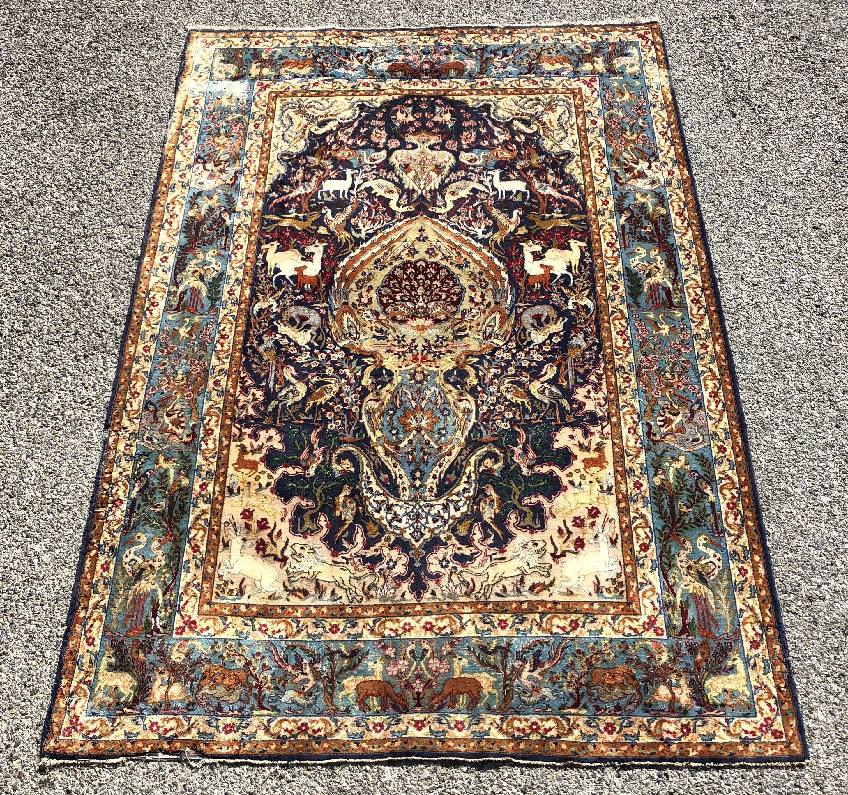 Tapis d'orient persan iran ispahan laine et soie 150x225cm