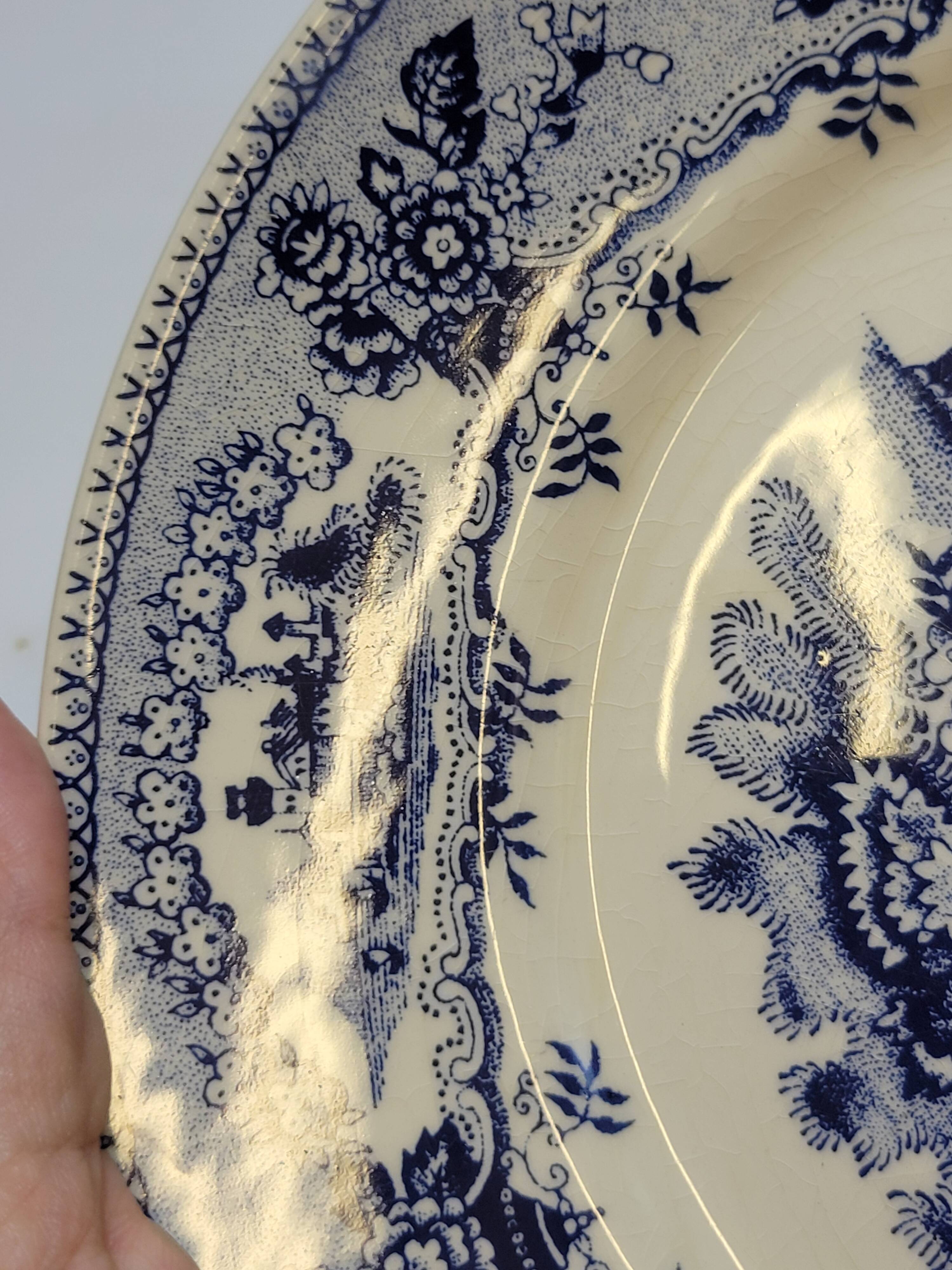 2 Antique Gilman Sacavem Statue Dinner Plates / Serving Dishes