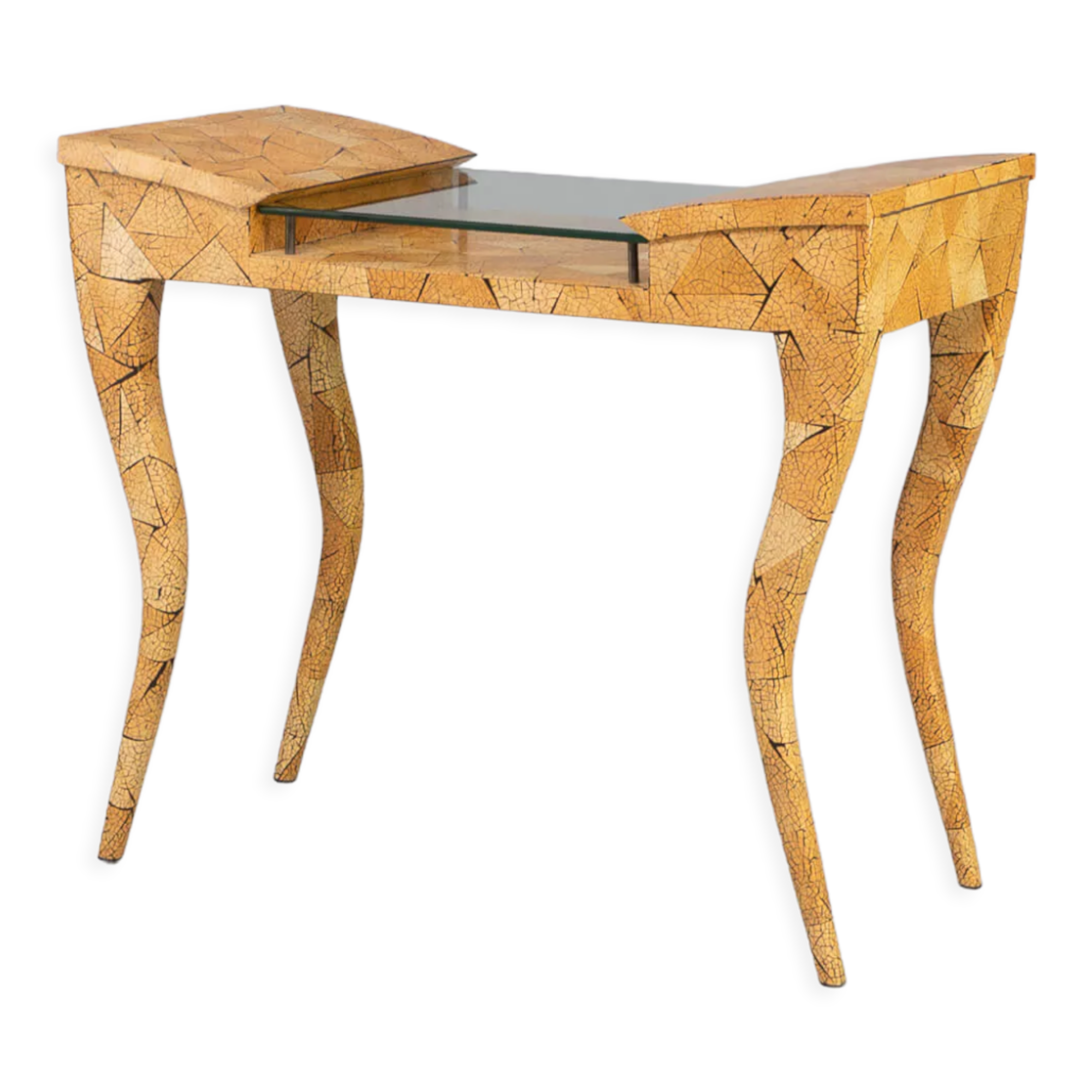 80s R & Y Augousti coconut shell inlay side table