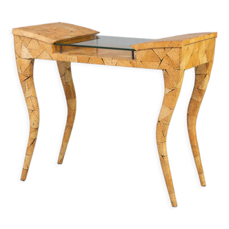 80s R & Y Augousti coconut shell inlay side table