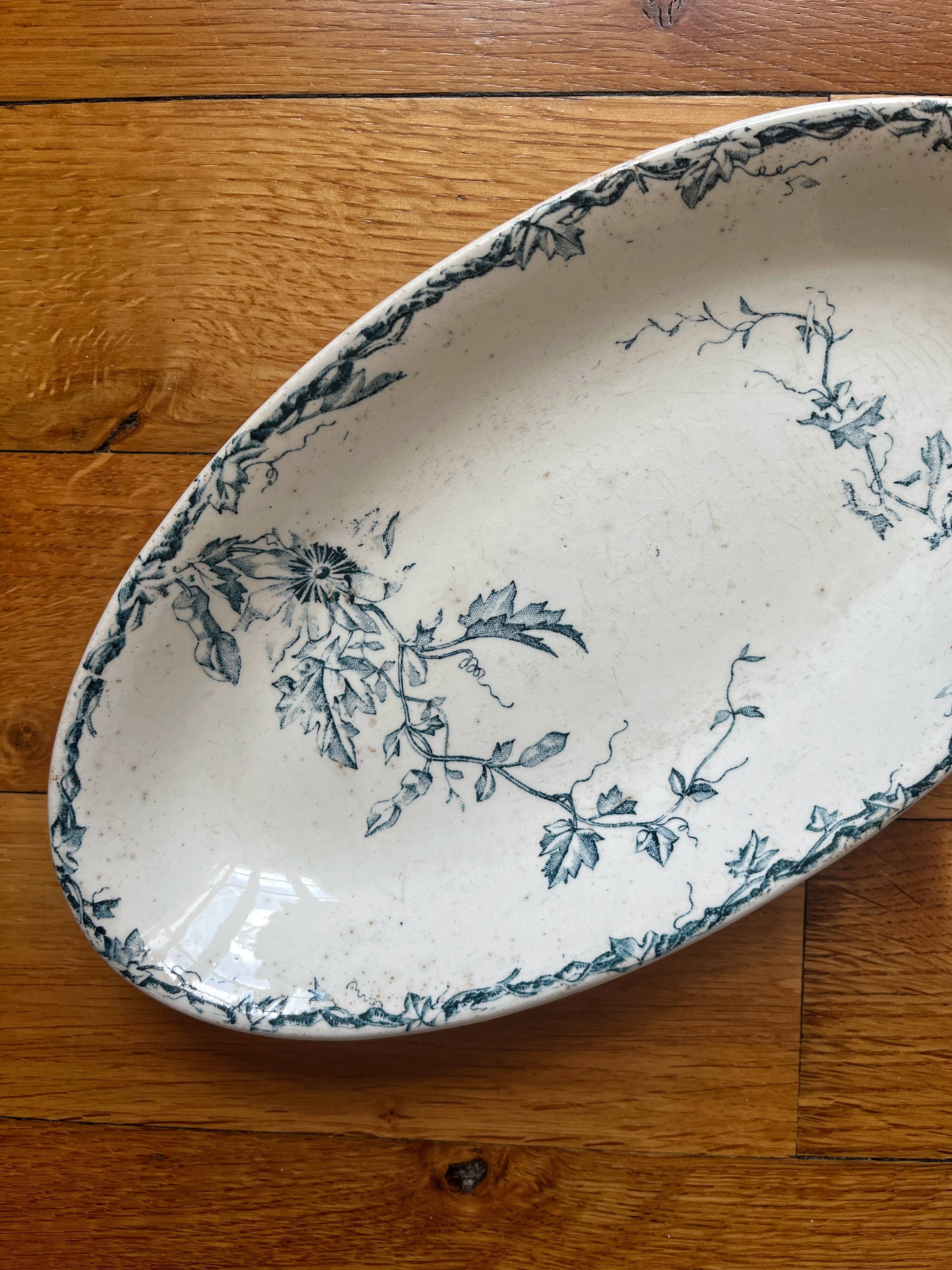 Ironstone dish, Passiflore KG Lunéville, circa 1900