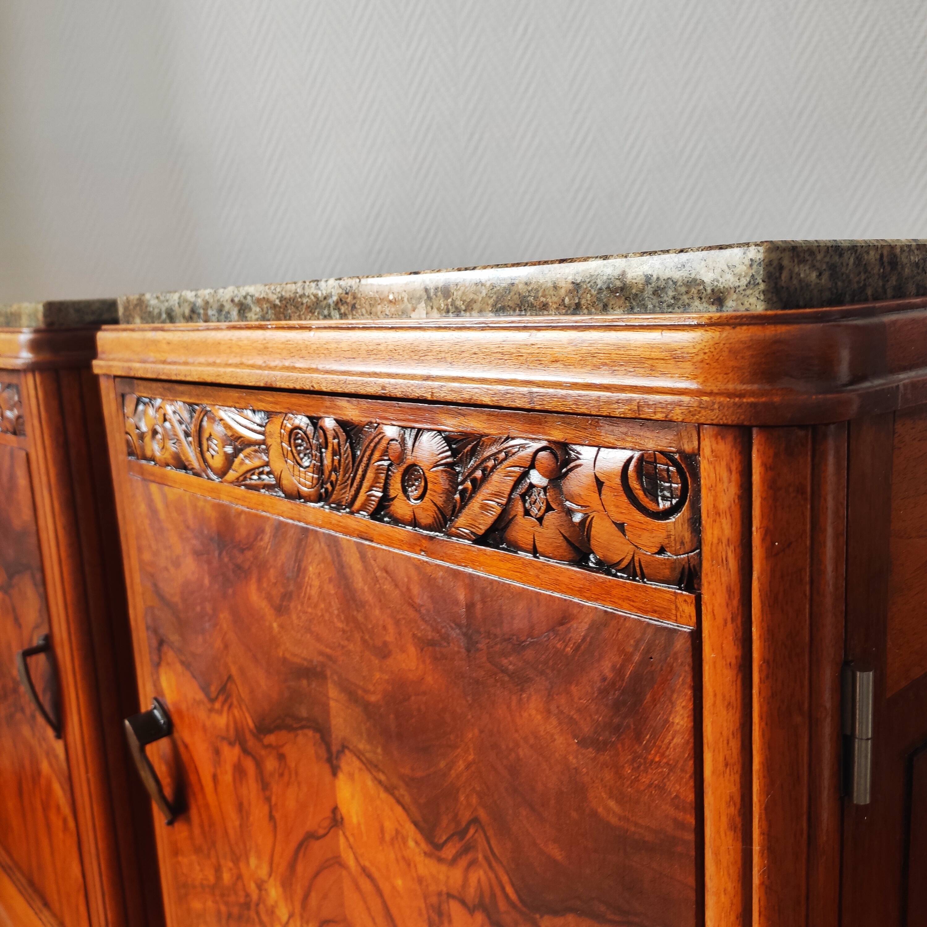 Pair of Art Deco bedside tables in solid blonde walnut – France 1930