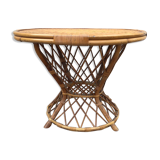 Mid-century vintage coffee table in rattan and bamboo 50/60s