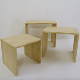 Set of 3 tables in travertine 1970