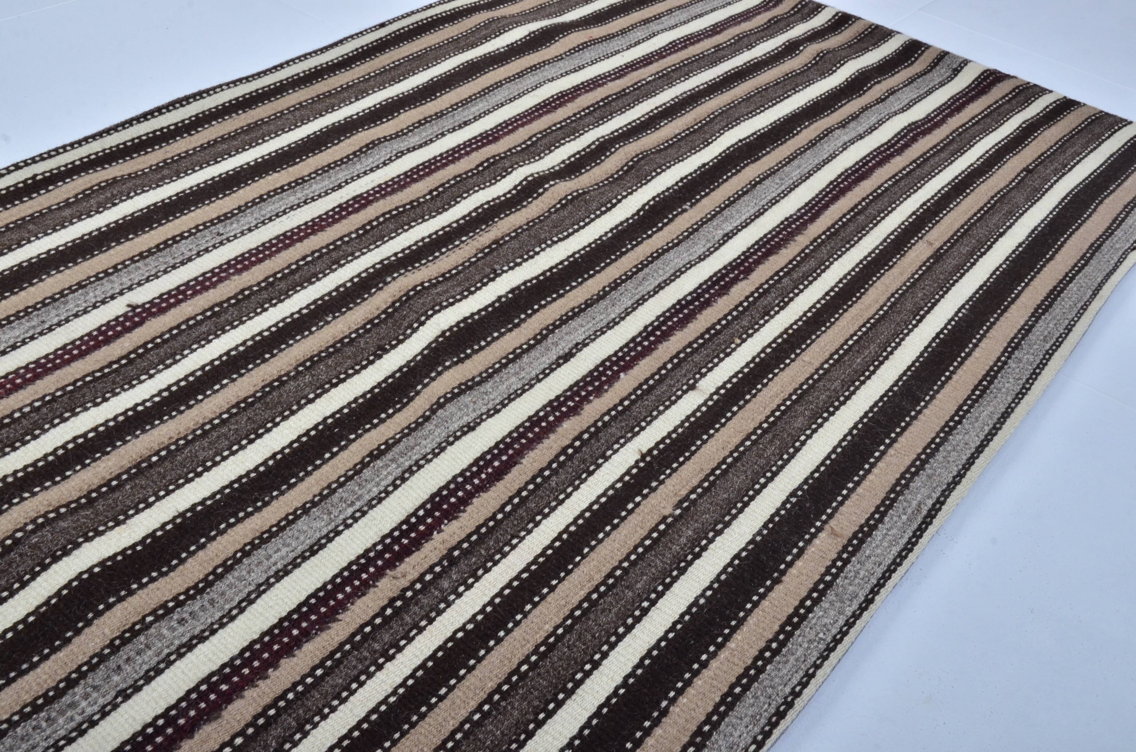 Vintage Turkish Wool Stripe Kilim Rug sku3379
