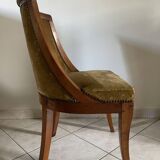 Chaise gondole en velours côtelé jaune moutarde