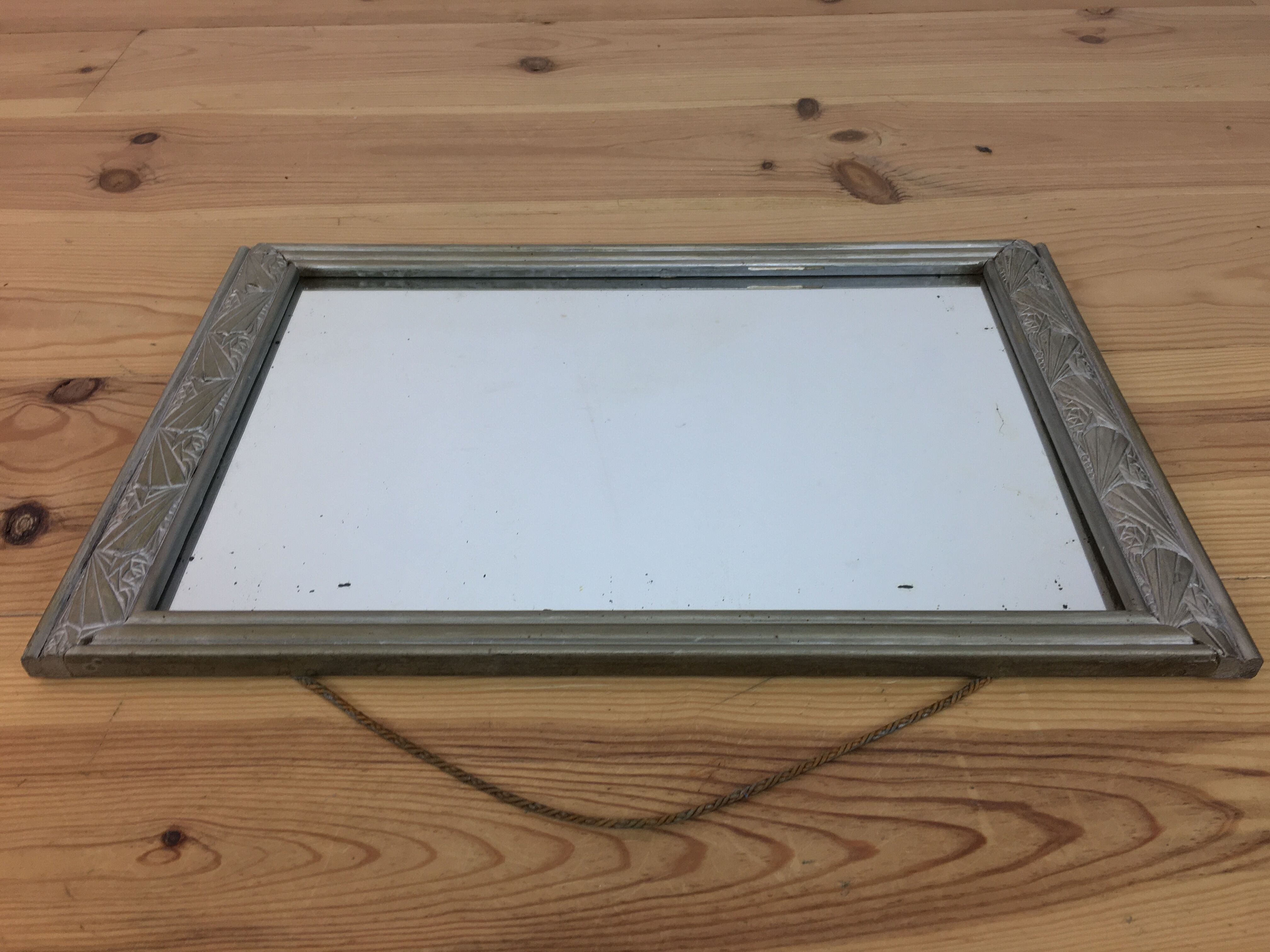 Silver wooden mirror 53x34 cm Art Deco style