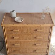 Commode en rotin années 70 vintage