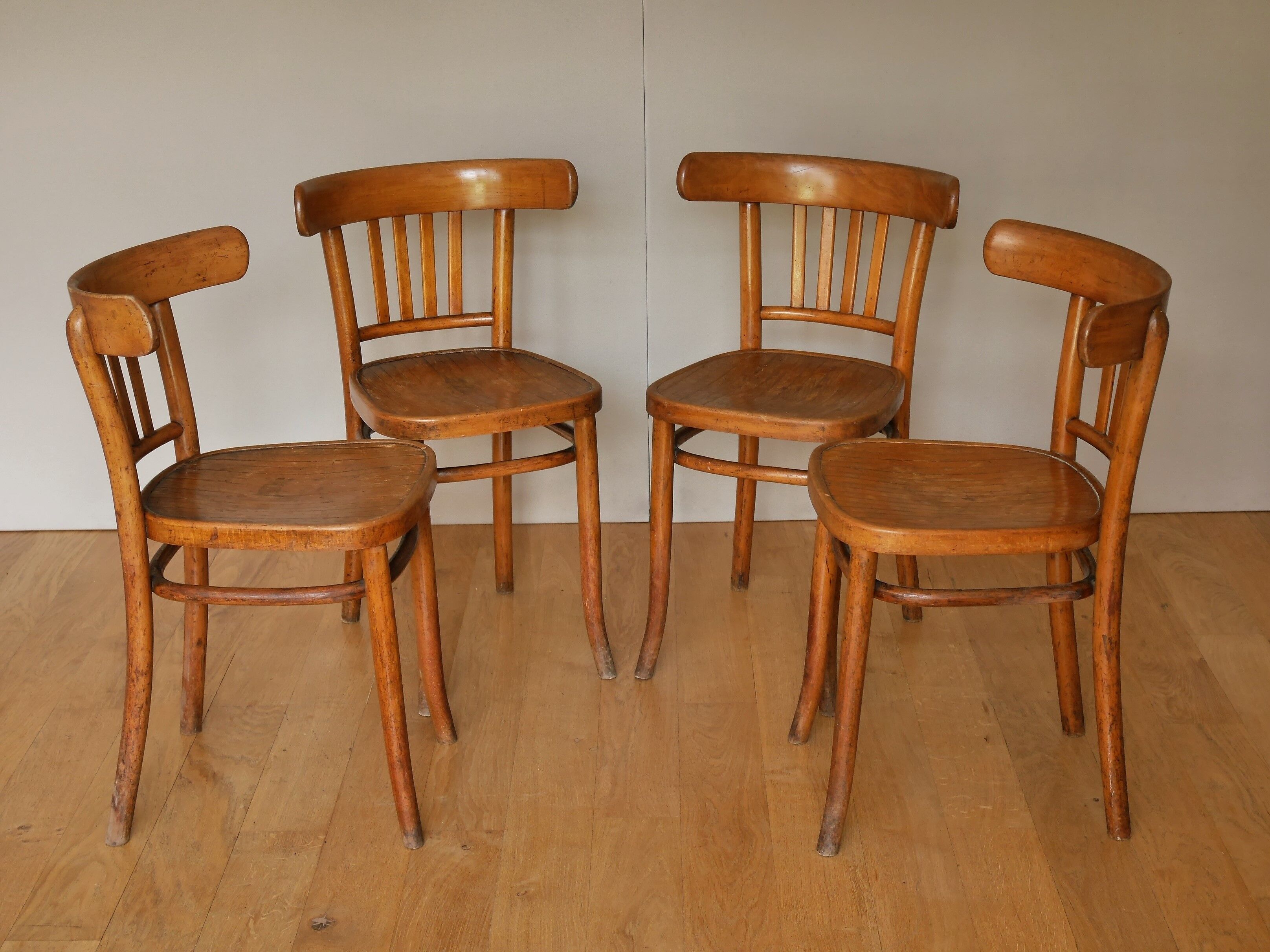 Set of 6 chairs bistro baumann wooden clear vintage