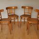 Set of 6 chairs bistro baumann wooden clear vintage