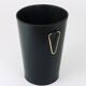 Mid-Century paper bin by Carl Auböck in black leather and brass, Austria, 1950s.