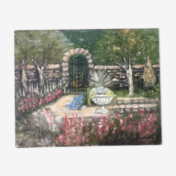 Oil on canvas "flower garden"
