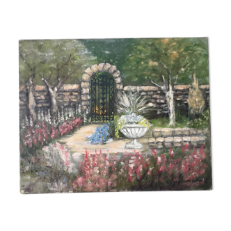 Oil on canvas "flower garden"