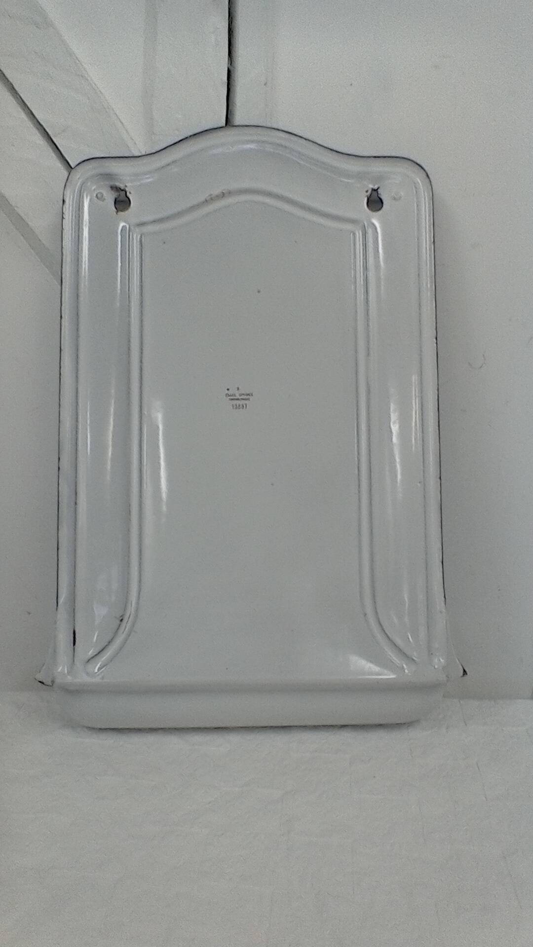 Kitchen utensil holder, enamel, vintage.