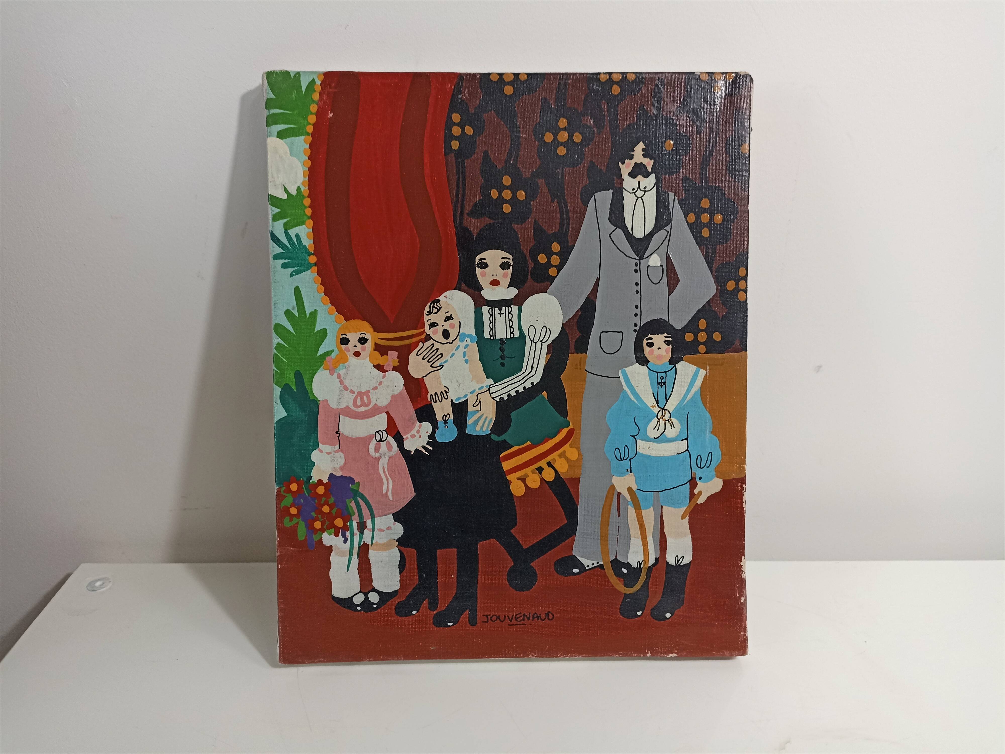 Oil on canvas the beautiful famille by jehanne jouvenaud