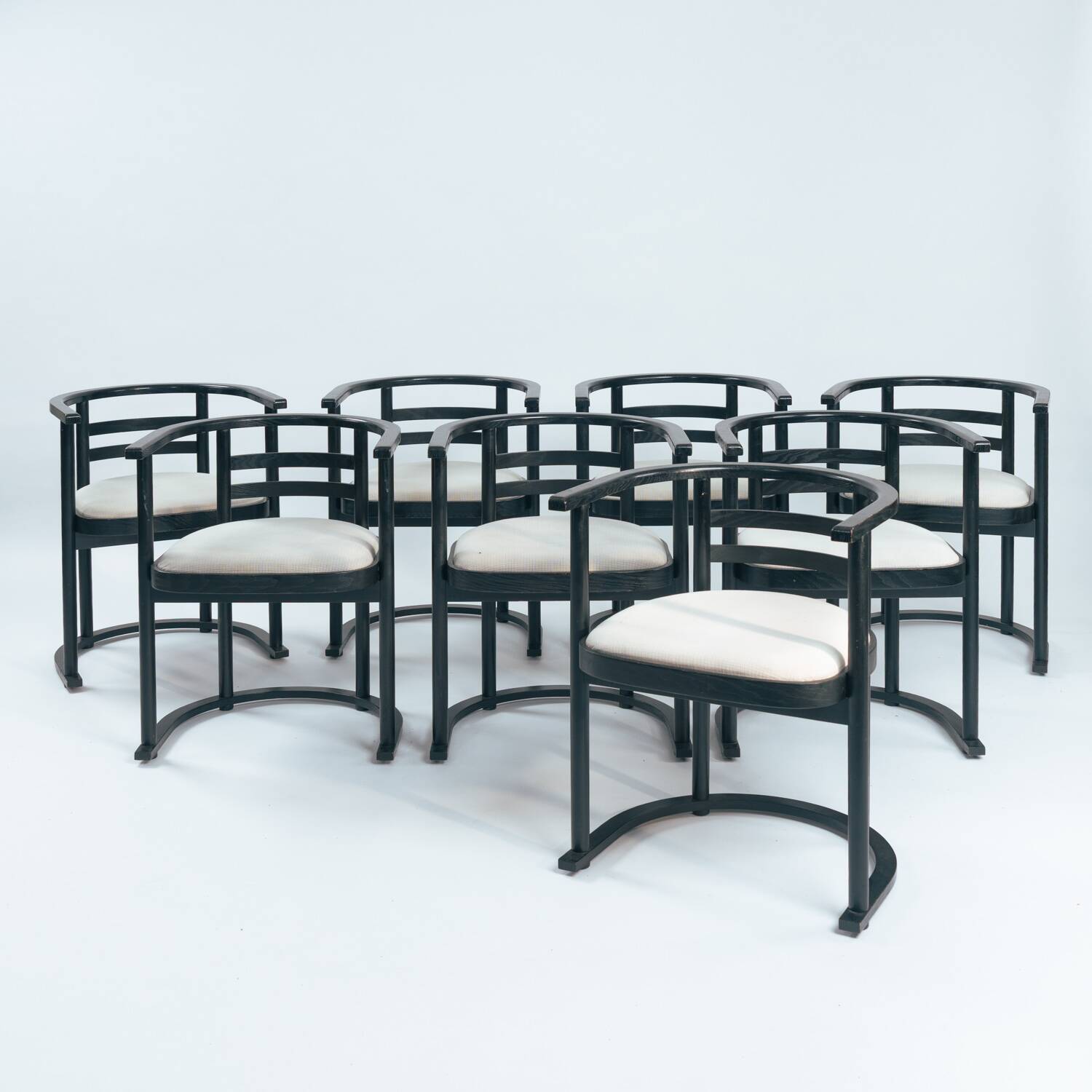 Josef Hoffmann Fledemaus style dining chairs, Bauhaus, set of 8
