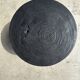 Black mango wood tripod side table with a semi-spherical top, height: 45 cm, diameter: 44 cm.