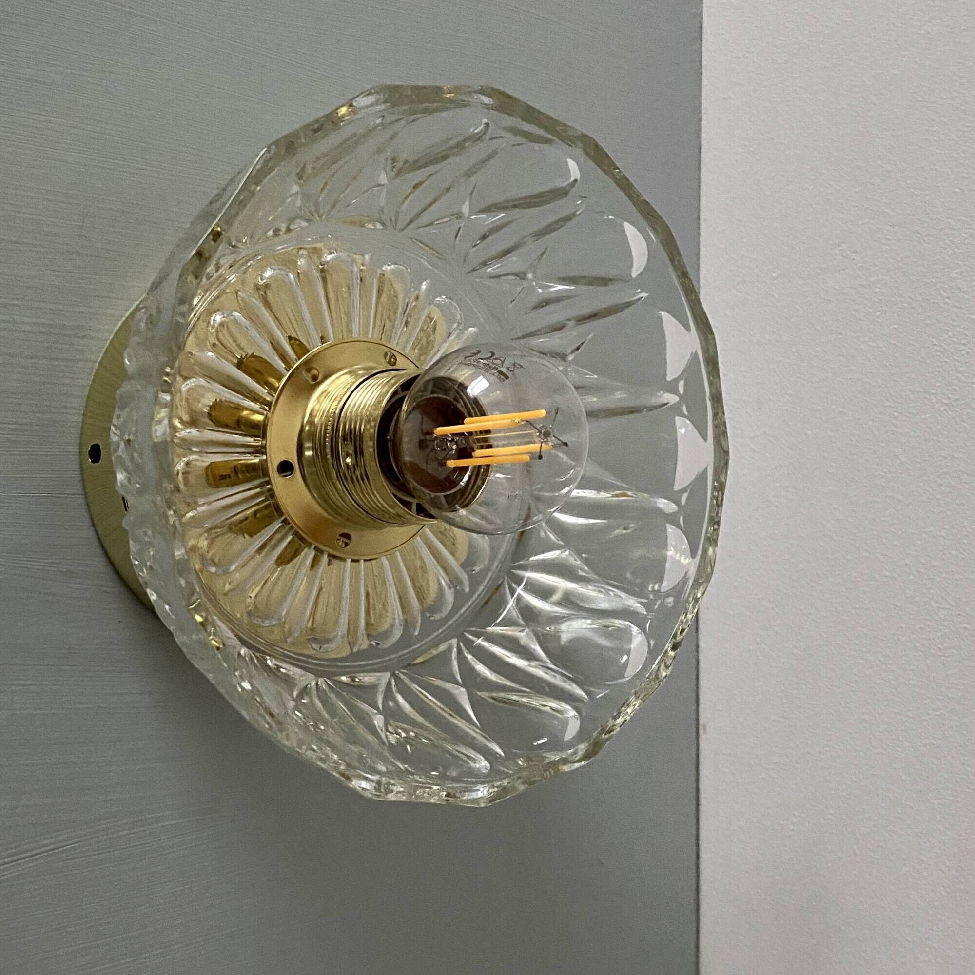 Vintage molded glass lampshade wall light - tableware collection -