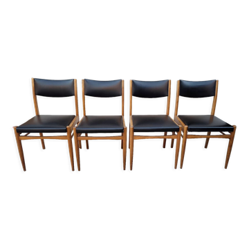 Series of 4 vintage Scandinavian chairs 1950