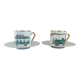 Vintage coffee cup duo "Express" - Salins pottery (Years