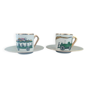 Duo de tasses à café vintage "Express" - Faïencerie de Salins (Années