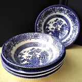 5 old willow staffordshire cereal or porridge bowls