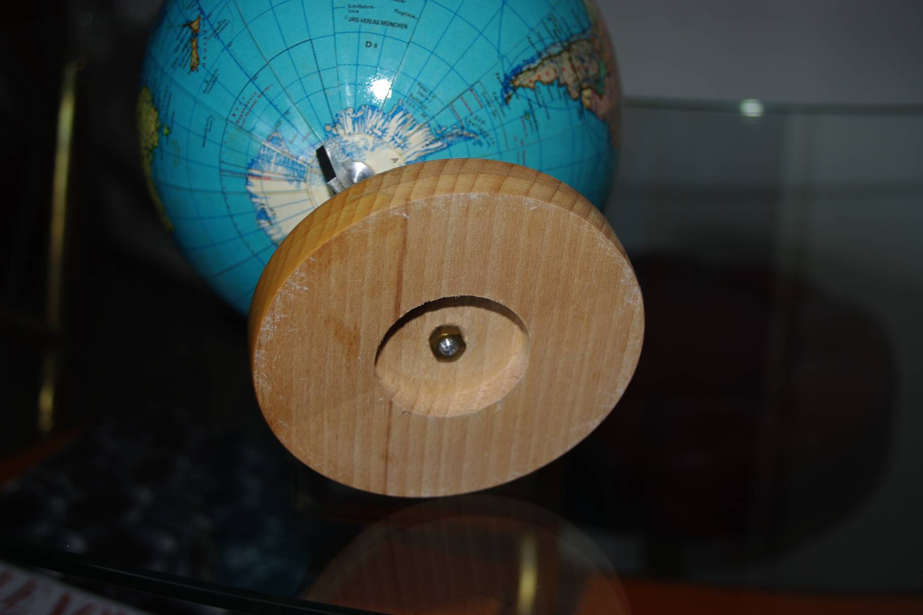 Vintage metal and wood terrestrial globe 1950