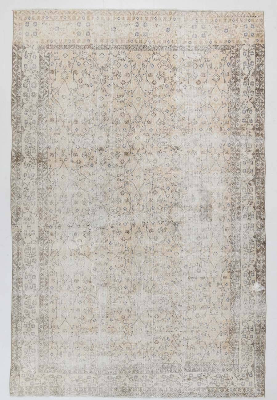 7x10 Vintage Beige Floral Vintage Persian Area Rug, 204x313 Cm
