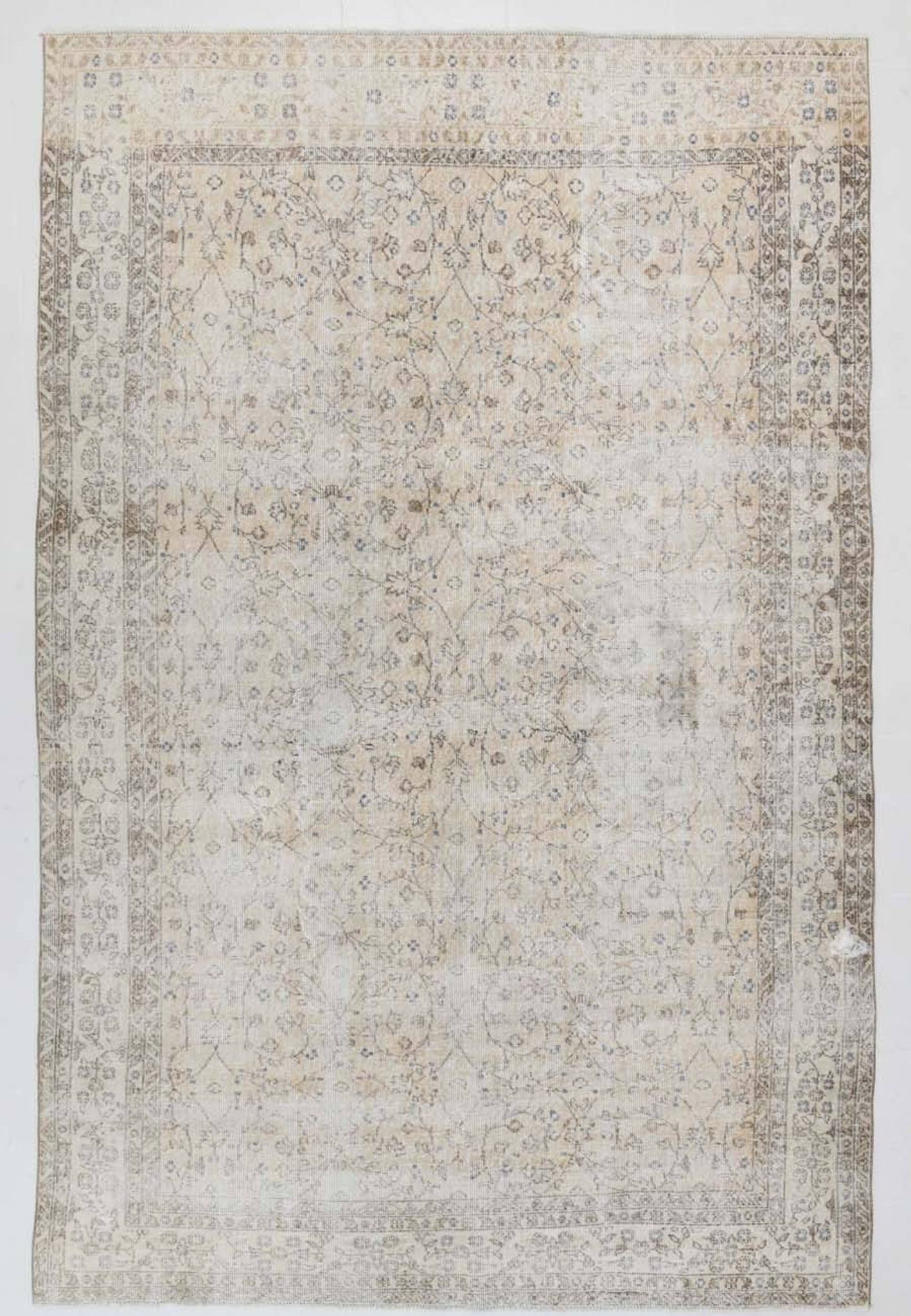7x10 Vintage Beige Floral Vintage Persian Area Rug, 204x313 Cm