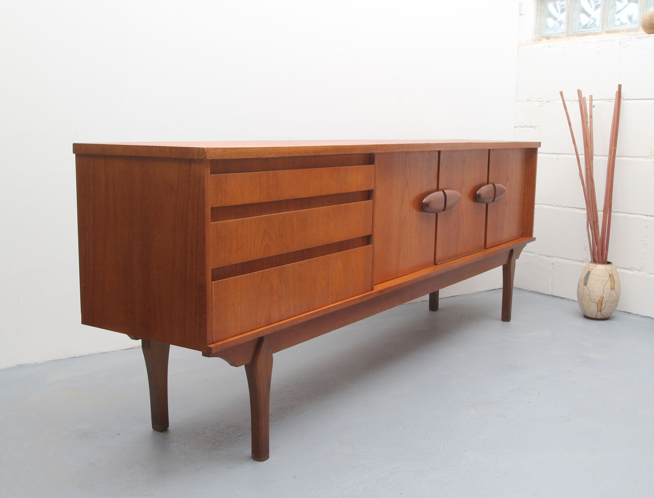 1960s british teak sideboard with bar cabinet