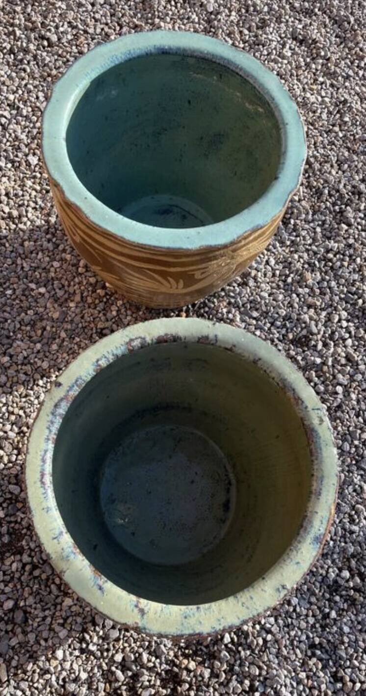 Two Antique Chinese Very Large Terracotta Dragon Plantation Pot...