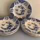 9 assiettes creuses en faïence bleue et blanche de Gien, 1960