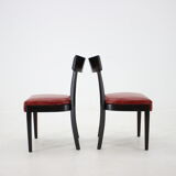 1950s Red Leather Dining Chairs for UP Czechoslovakia, Set of 4