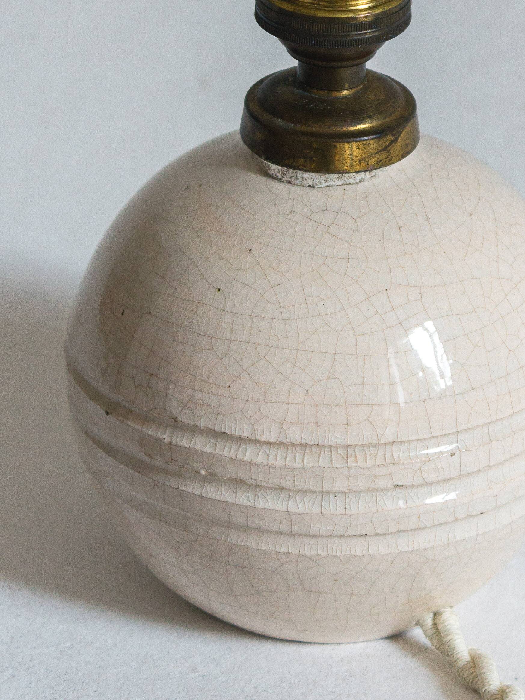 White crackled ceramic lamp base, 1930s