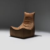 Stunning lounge chair The Rock in brown leather by Gerard Van Den Berg - Montis