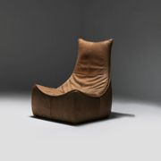 Stunning lounge chair The Rock in brown leather by Gerard Van Den Berg - Montis