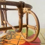 Vintage plant holder tricycle in bamboo and rattan