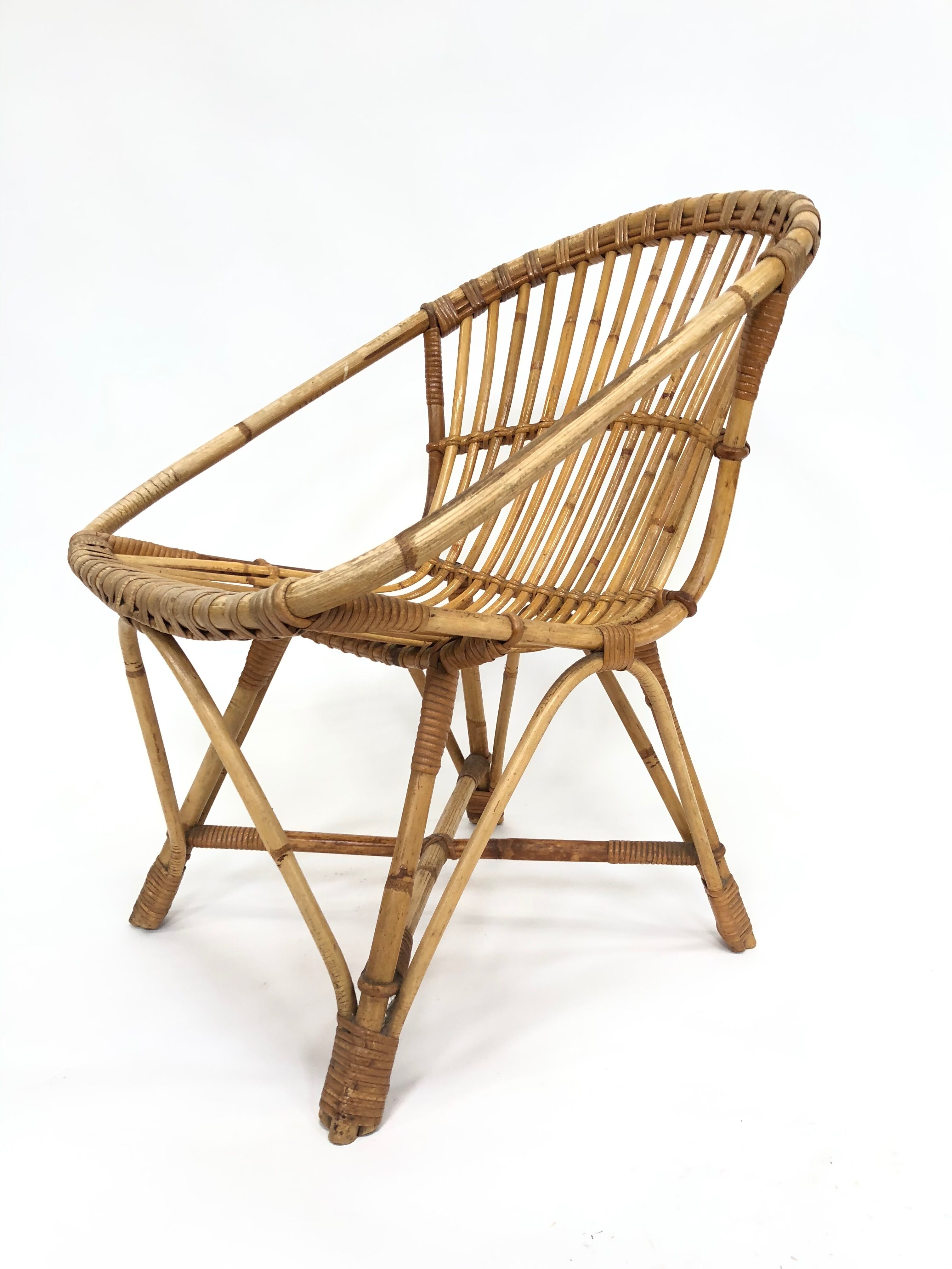 Rohe Noordwolde rattan chair, 1960, Netherlands