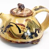 Stoneware teapot with abstract motifs by Marie-Laure Robin in Puisaye
