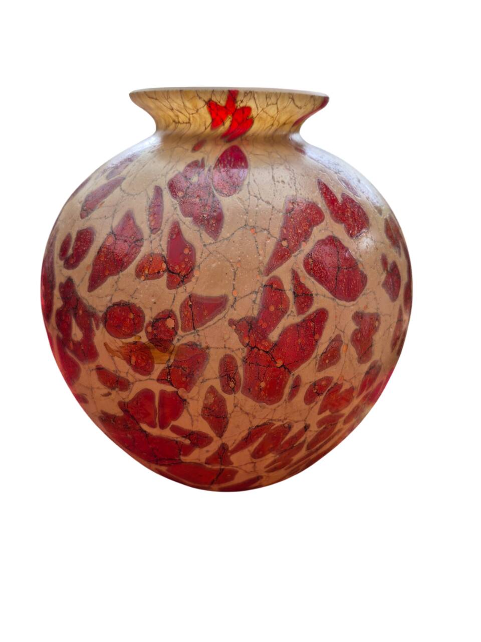 Red and brown glass ball vase, France 1930