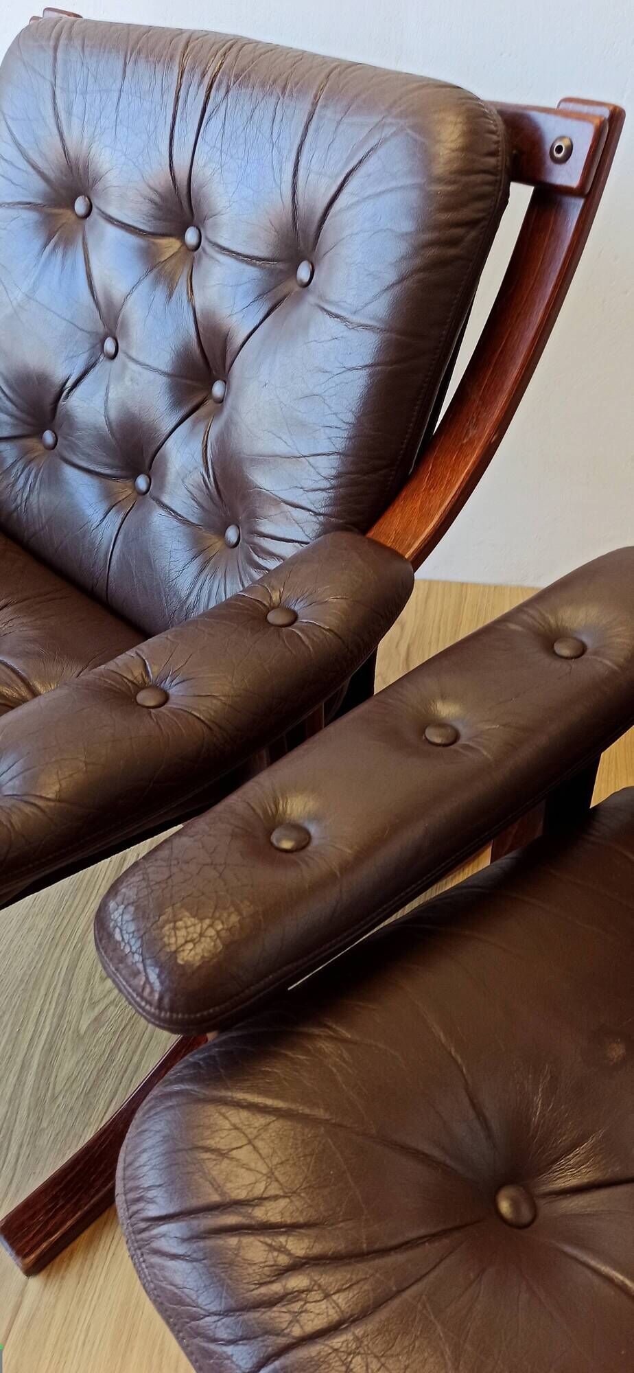 Norwegian Easy Chairs in Leather by Jon Hjortdal, Velledalen. Set of 2.