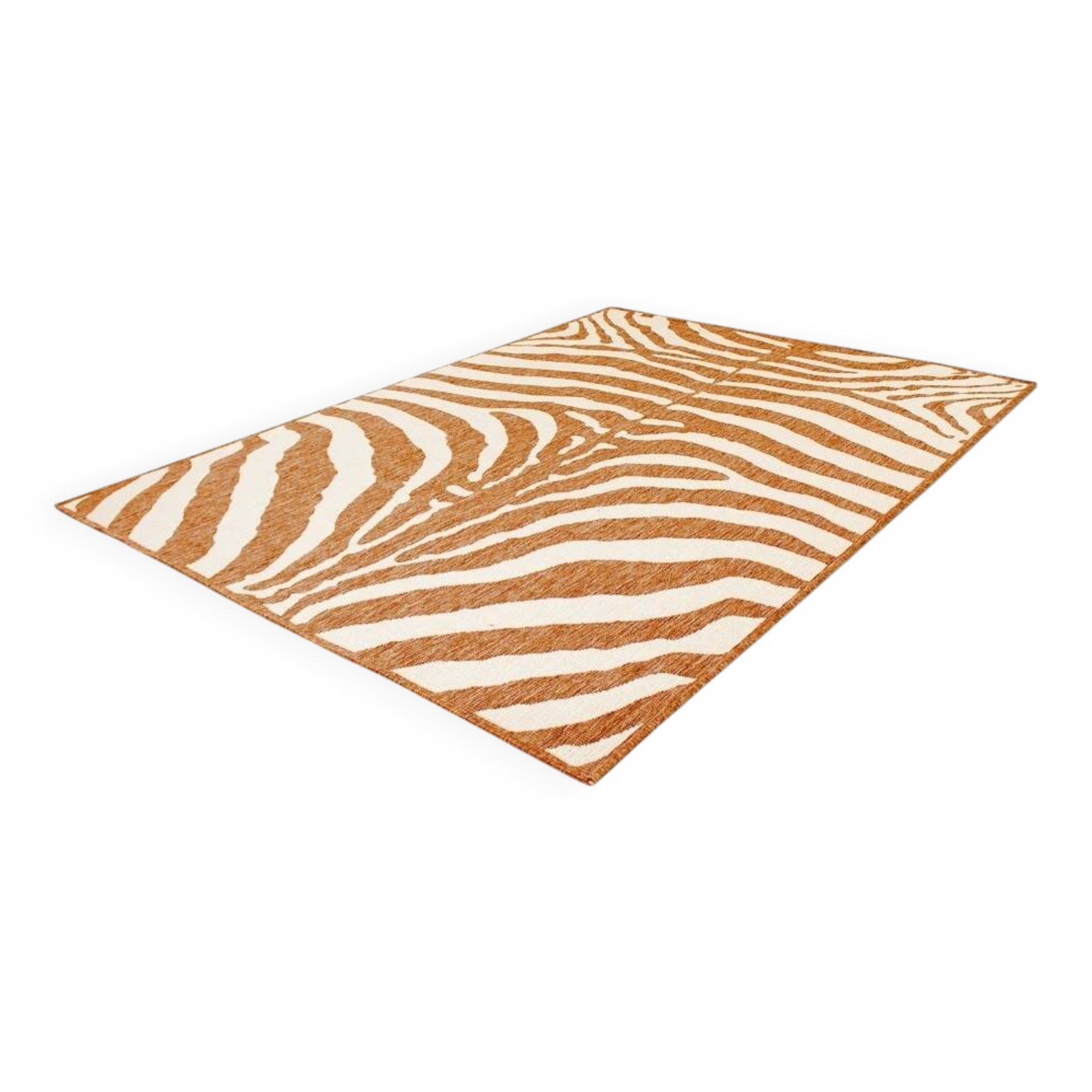 Tapis vintage orange blanc zébré style ethnique