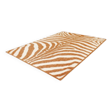 Tapis vintage orange blanc zébré style ethnique