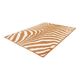 Vintage carpet orange white zebra ethnic style