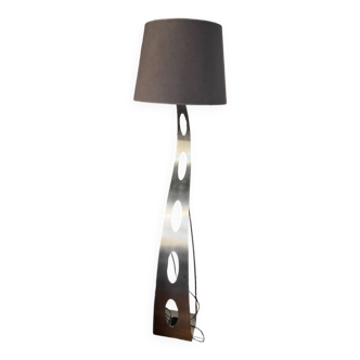 Brushed steel floor lamp